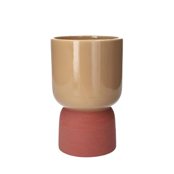 Vaso cerâmica Haley beige/vermelho brilhante